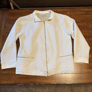 Coldwater Creek Jacket Womens Size L White Gold Quilted Metallic VTG Zip Up Coat